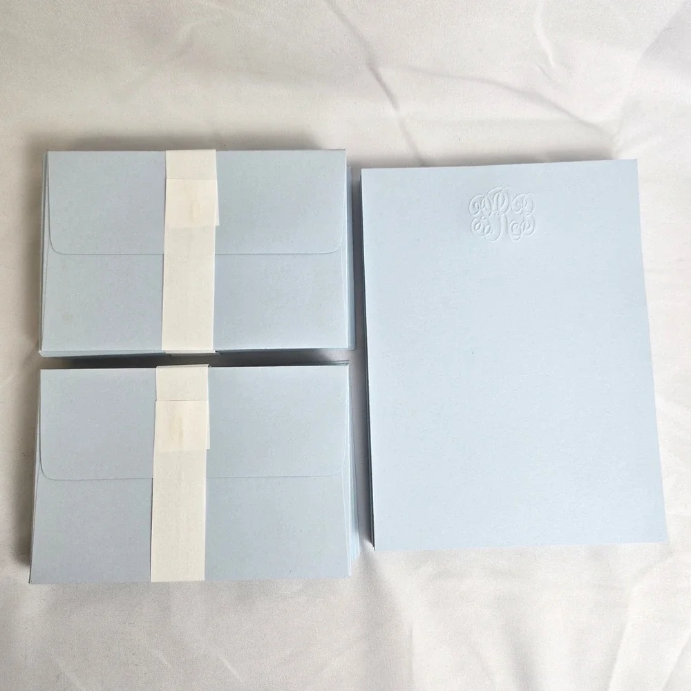 Monogrammed SRB Stationary Set Blue 52 Cards 50 Envelopes Blank Unused